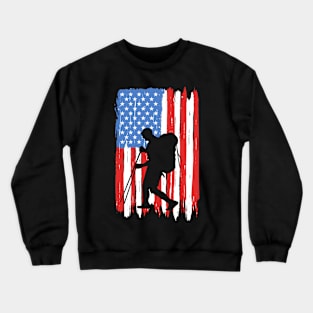 American Flag Hiking Graphic Crewneck Sweatshirt